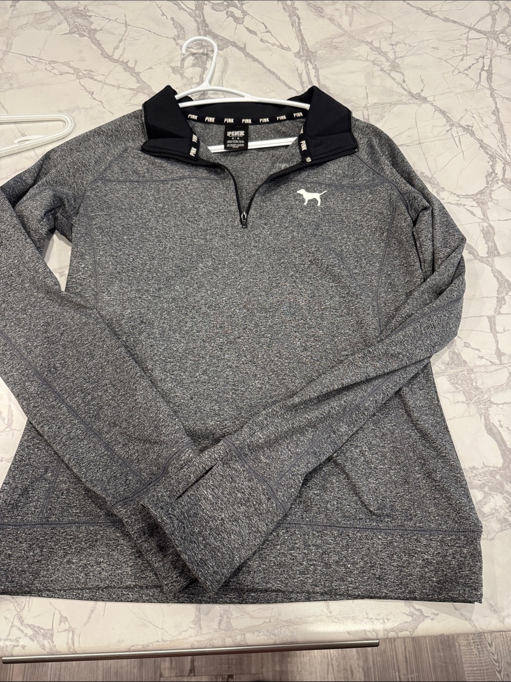 PINK Victoria's Secret Gray Heather Quarter-Zip Pullover